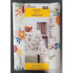 Harvest PEVA Rectangle Tablecloth 60" x 84" Autumn Fall Wreath Florals Thankful
